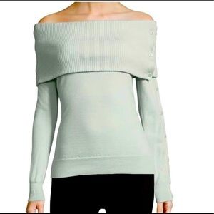 NWT! Theory Off-The-Shoulder Foldover Sweater